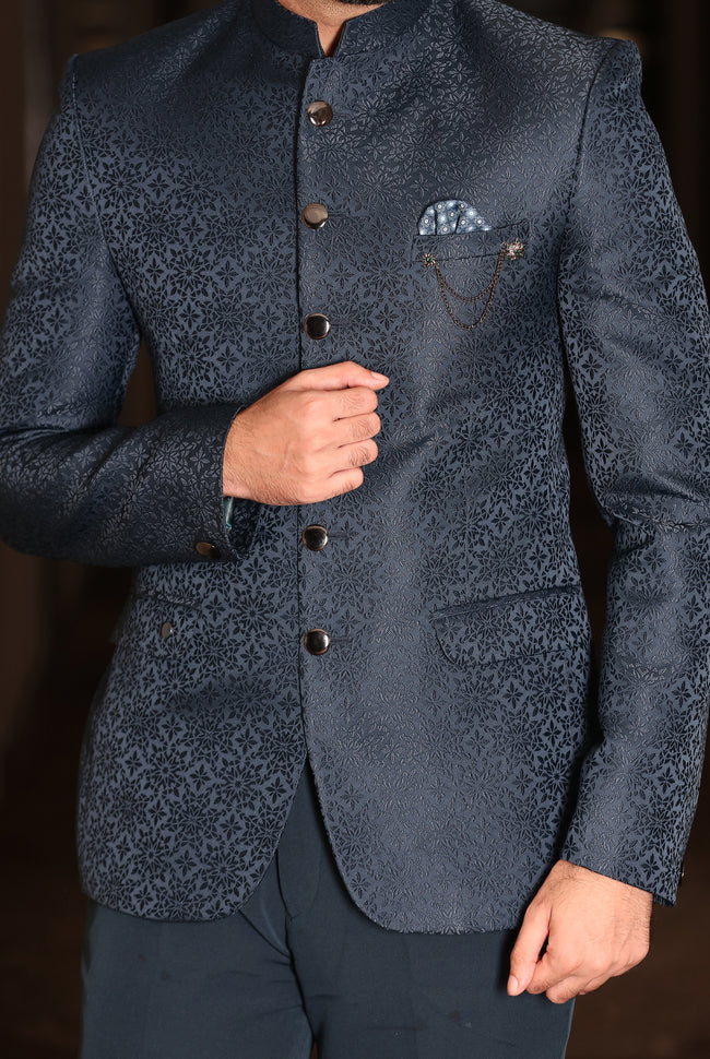 Stylish Look Navy Blue Jodhpuri Suit – Shadi Design